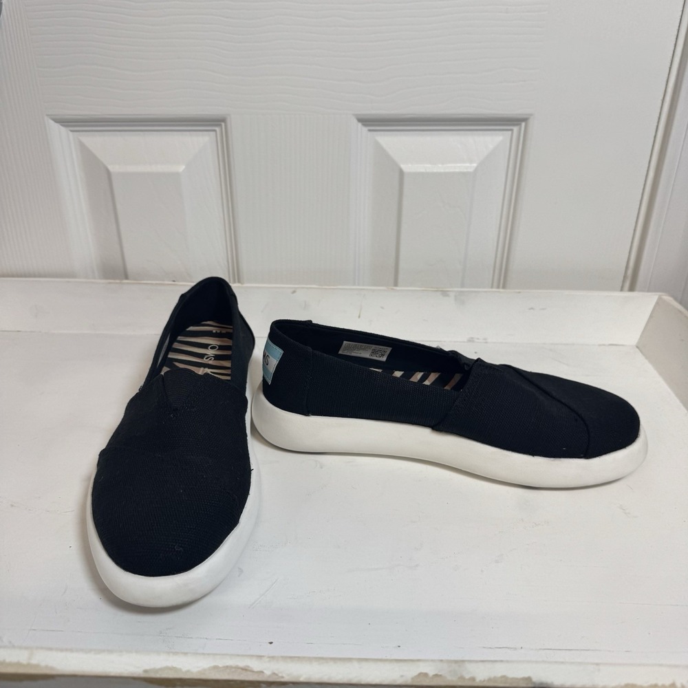 Toms Alpargata Mallow Womens Shoes‎ Black White 6.5